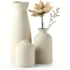 Set of 3 Ceramic, Flower Vases For Rustic Home Decor